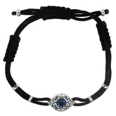 0.05ct Diamond & 0.13ct Blue Sapphire 14k White Gold Eye Bracelet